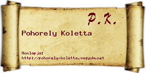 Pohorely Koletta névjegykártya